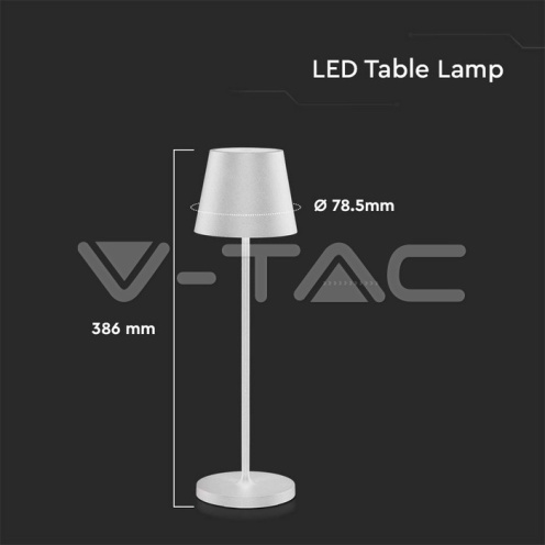 2W LED Настолна Лампа 4400mA Батерия Бяло Тяло IP54 3000K - изглед 4 - rZ commerce 2W LED Настолна Лампа 4400mA Батерия Бяло Тяло IP54 3000K - изглед 4