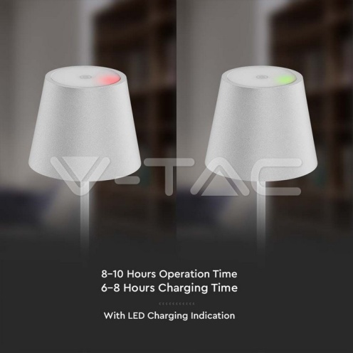 2W LED Настолна Лампа 4400mA Батерия Бяло Тяло IP54 3000K - изглед 11 - rZ commerce 2W LED Настолна Лампа 4400mA Батерия Бяло Тяло IP54 3000K - изглед 11