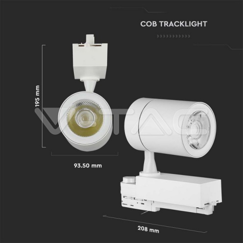 35W LED Прожектор релсов монтаж бяло тяло 6500K 3250Lm - изглед 10