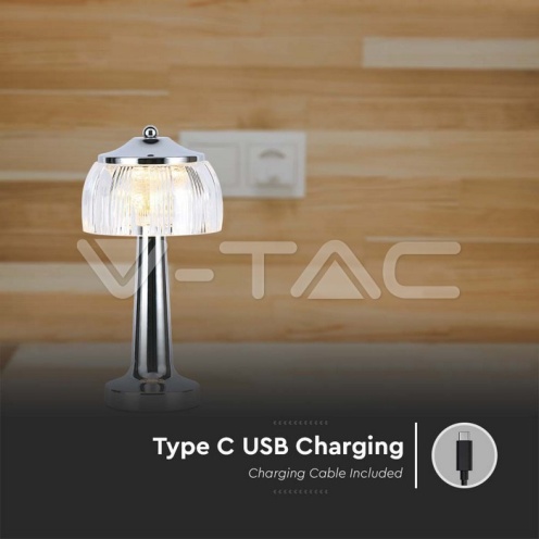 LED Настолна Лампа 1800mAH Батерия 13.5*26.5 Хром 3IN1 - изглед 4 - rZ commerce LED Настолна Лампа 1800mAH Батерия 13.5*26.5 Хром 3IN1 - изглед 4