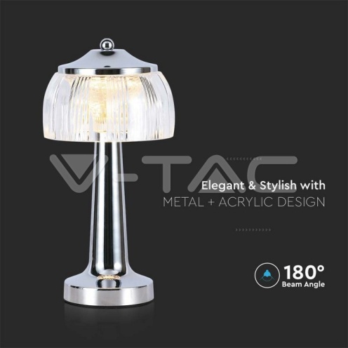 LED Настолна Лампа 1800mAH Батерия 13.5*26.5 Хром 3IN1 - изглед 2 - rZ commerce LED Настолна Лампа 1800mAH Батерия 13.5*26.5 Хром 3IN1 - изглед 2