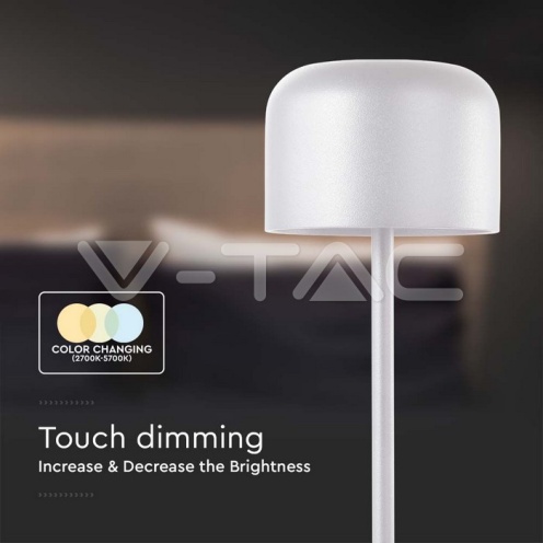LED Настолна Лампа 2200mAH Батерия D86*H210mm Бяло Тяло IP54 3000K+6000K - изглед 3 - rZ commerce LED Настолна Лампа 2200mAH Батерия D86*H210mm Бяло Тяло IP54 3000K+6000K - изглед 3