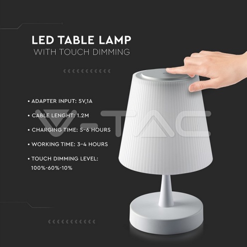 5W LED Настолна Лампа Презареждане Хром Димиране - изглед 3 - rZ commerce 5W LED Настолна Лампа Презареждане Хром Димиране - изглед 3