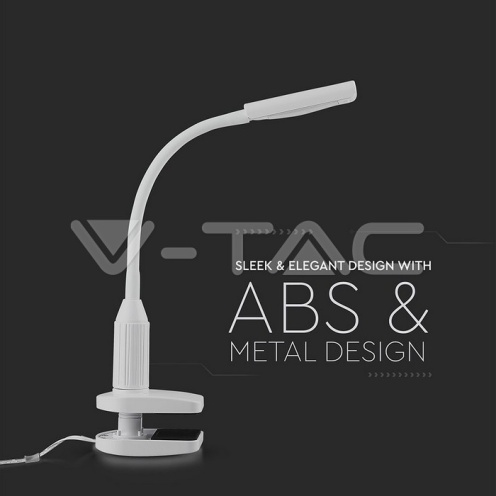 7W LED Настолна Лампа С Щипка Бяла 3000К - изглед 8