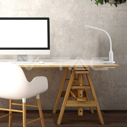 7W LED Настолна Лампа С Щипка Бяла 3000К - изглед 2