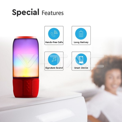 2*3W LED Лампа Колона USB + TF Слот Червена - изглед 4 - rZ commerce 2*3W LED Лампа Колона USB + TF Слот Червена - изглед 4