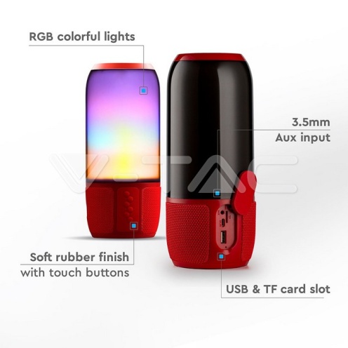 2*3W LED Лампа Колона USB + TF Слот Червена - изглед 3 - rZ commerce 2*3W LED Лампа Колона USB + TF Слот Червена - изглед 3