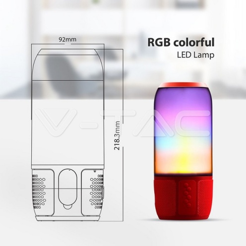 2*3W LED Лампа Колона USB + TF Слот Червена - изглед 6 - rZ commerce 2*3W LED Лампа Колона USB + TF Слот Червена - изглед 6