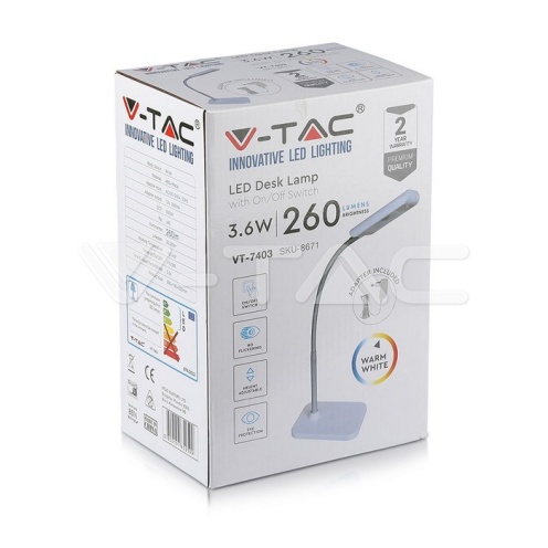 3W LED Настолна Лампа Бяло Тяло 3000К - изглед 3