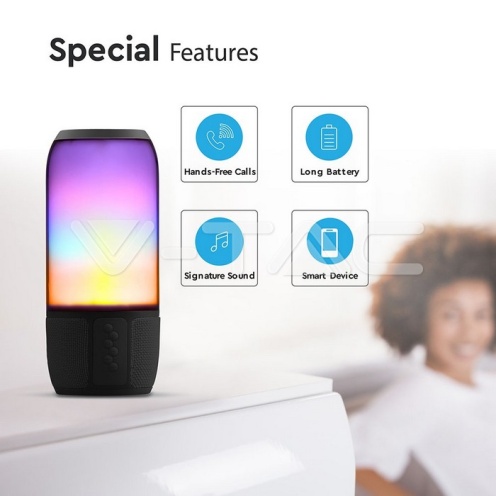2*3W LED Лампа Колона USB + TF Слот Черна - изглед 6 - rZ commerce 2*3W LED Лампа Колона USB + TF Слот Черна - изглед 6