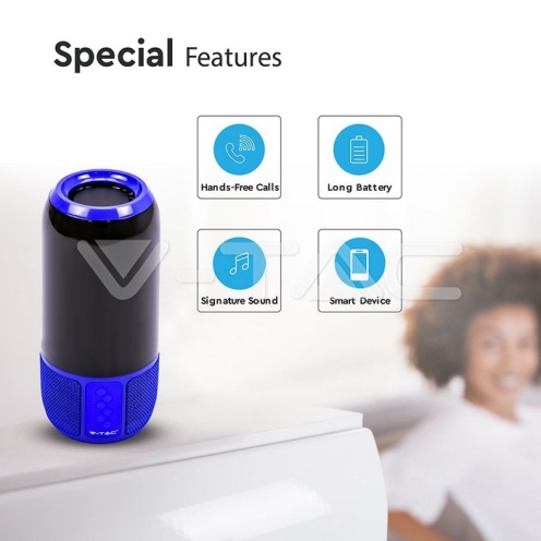 2*3W LED Лампа Колона USB + TF Слот Синя - изглед 6