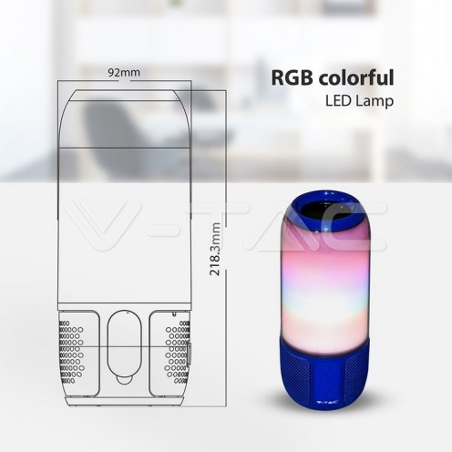 2*3W LED Лампа Колона USB + TF Слот Синя - изглед 8