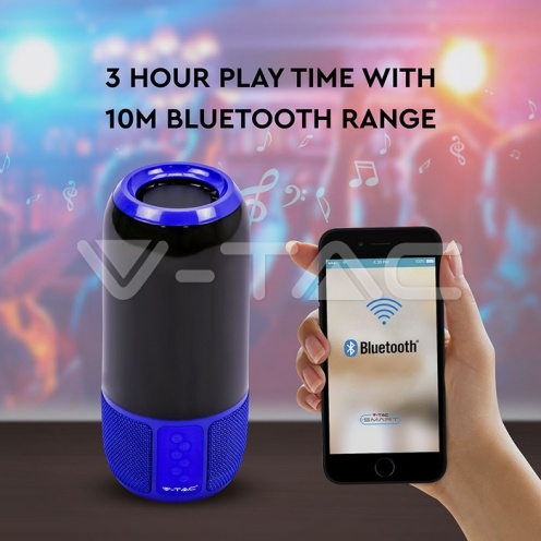 2*3W LED Лампа Колона USB + TF Слот Синя - изглед 7