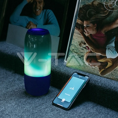 2*3W LED Лампа Колона USB + TF Слот Синя - изглед 10
