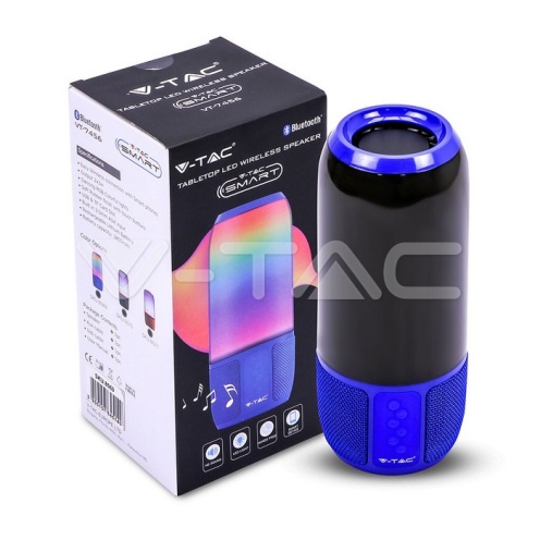 2*3W LED Лампа Колона USB + TF Слот Синя - изглед 2