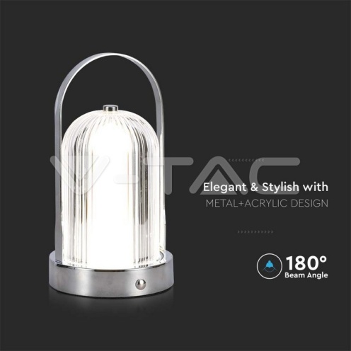 LED Настолна Лампа 1800mAH Батерия 120*190 Хром 3 в 1 - изглед 2 - rZ commerce LED Настолна Лампа 1800mAH Батерия 120*190 Хром 3 в 1 - изглед 2
