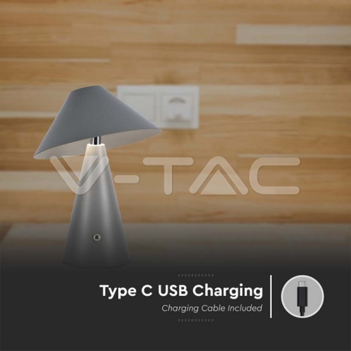 LED Настолна Лампа 1800mAh Батерия 180 x 240 3 в 1 Сиво Тяло 3000K 200Lm - изглед 4 - rZ commerce LED Настолна Лампа 1800mAh Батерия 180 x 240 3 в 1 Сиво Тяло 3000K 200Lm - изглед 4