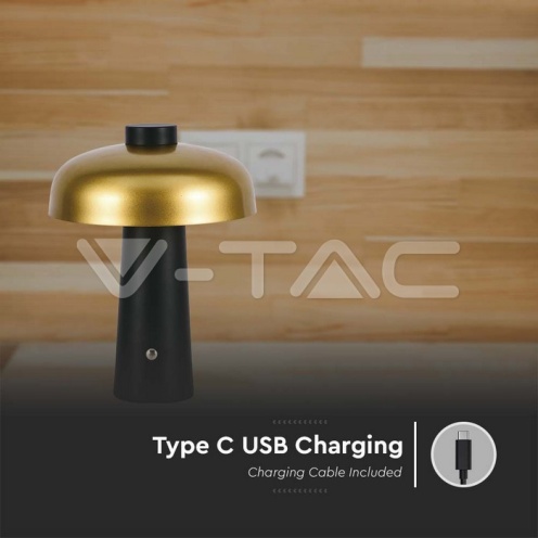 3W LED Настолна Лампа 1800mAh Златно с Черно 3000К 200Lm - изглед 4 - rZ commerce 3W LED Настолна Лампа 1800mAh Златно с Черно 3000К 200Lm - изглед 4