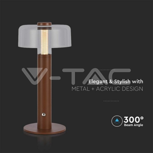 LED Настолна Лампа 1800mAh Батерия 150 x 300 3 в 1 Кафяво Тяло - изглед 2 - rZ commerce LED Настолна Лампа 1800mAh Батерия 150 x 300 3 в 1 Кафяво Тяло - изглед 2
