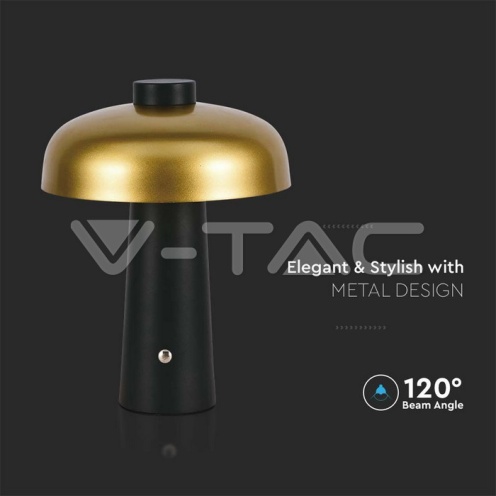 3W LED Настолна Лампа 1800mAh Златно с Черно 3000К 200Lm - изглед 2 - rZ commerce 3W LED Настолна Лампа 1800mAh Златно с Черно 3000К 200Lm - изглед 2