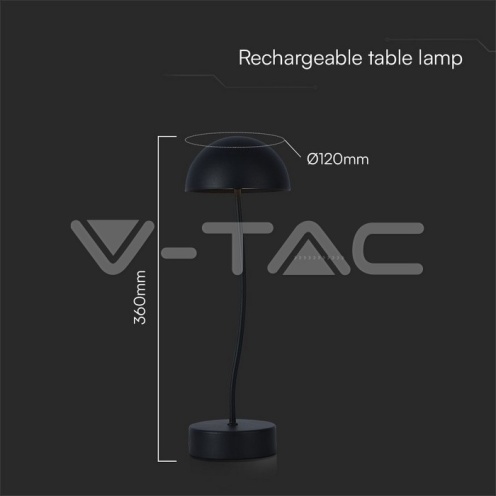 3W LED настолна лампа гъбка 3000к черна 100lm - изглед 5
