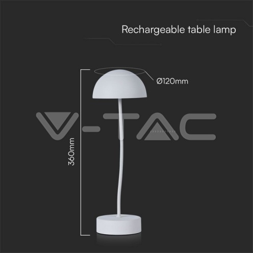 3W LED Настолна Лампа 3000K Бяло Тяло - изглед 5
