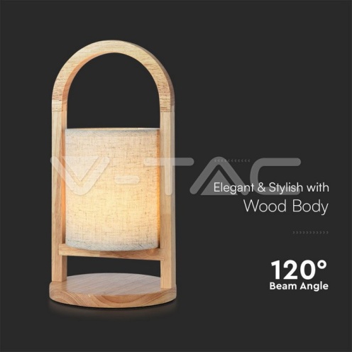 1.5W LED Настолна Лампа 3000К Бежова Дървена Дръжка - изглед 2 - rZ commerce 1.5W LED Настолна Лампа 3000К Бежова Дървена Дръжка - изглед 2