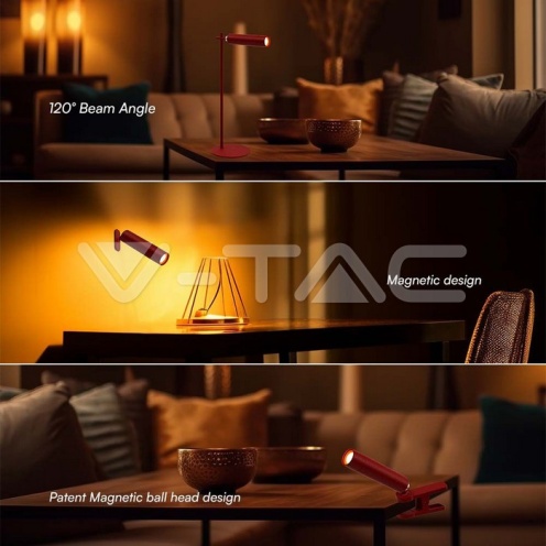 3W LED Магнитна Настолна Лампа 4000K Червено Тяло - изглед 5 - rZ commerce 3W LED Магнитна Настолна Лампа 4000K Червено Тяло - изглед 5
