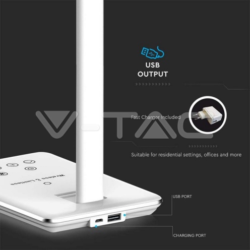 5W Настолна Лампа 3в1 Безжично Зареждане GSM Бяла Правоъгълна Основа - изглед 12 - rZ commerce 5W Настолна Лампа 3в1 Безжично Зареждане GSM Бяла Правоъгълна Основа - изглед 12