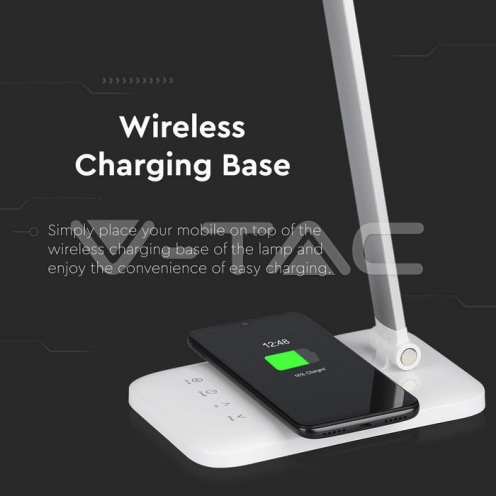 7W LED Настолна Лампа Wireless Charger 3in1 Бяла - изглед 9