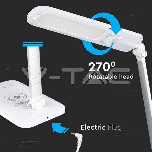 7W LED Настолна Лампа Wireless Charger 3in1 Бяла - изглед 11