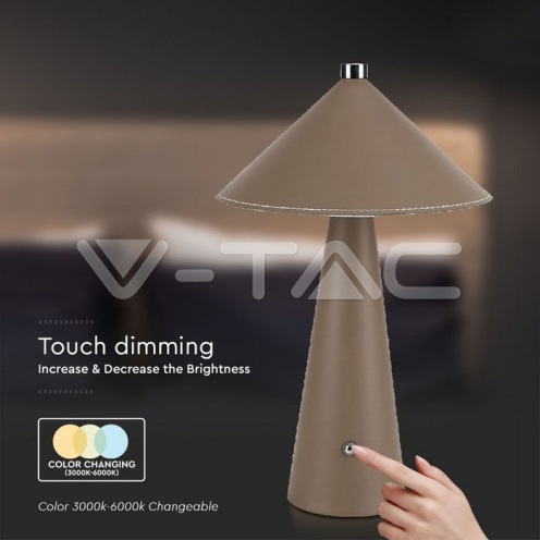 3W LED Настолна Лампа Батерия 4000mAh CCT: 3IN1 Кафяво Тяло Димираща - изглед 3 - rZ commerce 3W LED Настолна Лампа Батерия 4000mAh CCT: 3IN1 Кафяво Тяло Димираща - изглед 3