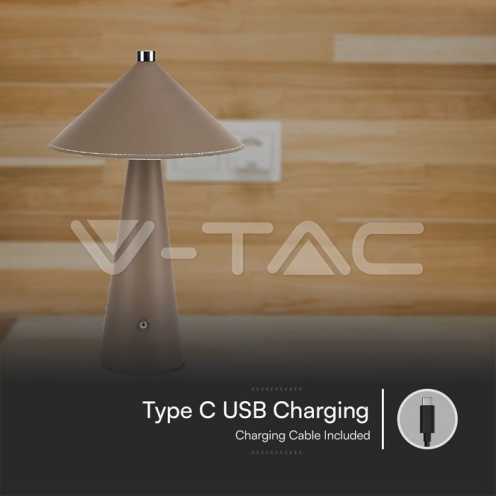3W LED Настолна Лампа Батерия 4000mAh CCT: 3IN1 Кафяво Тяло Димираща - изглед 2 - rZ commerce 3W LED Настолна Лампа Батерия 4000mAh CCT: 3IN1 Кафяво Тяло Димираща - изглед 2