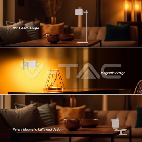 3W LED Магнитна Настолна Лампа Батерия 1800mAh CCT: 3IN1 Бяло Тяло - изглед 2 - rZ commerce 3W LED Магнитна Настолна Лампа Батерия 1800mAh CCT: 3IN1 Бяло Тяло - изглед 2