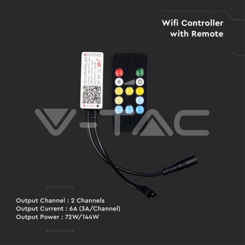 Wifi Контролер + Дистанционно CCT 3в1+RGB 24 Бутона - изглед 3