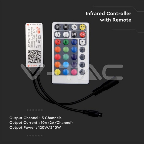 Wifi Контролер + Дистанционно CCT 3в1+RGB 28 Бутона - изглед 3