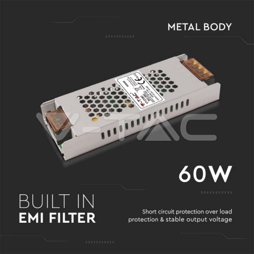 LED Захранване 60W 12V 5A IP20 - изглед 3