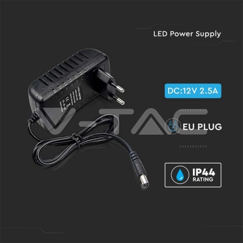 LED Захранване - 30W 12V 2.5A Пластик IP44 - изглед 2