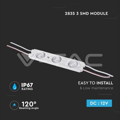 LED Модул 1.5W 3LED SMD2835 6000K IP67 - изглед 2