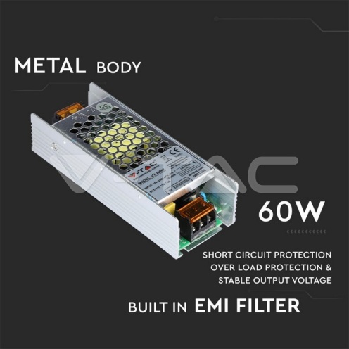 LED Slim Захранване - 60W 12V 5A Метал - изглед 5 - rZ commerce LED Slim Захранване - 60W 12V 5A Метал - изглед 5