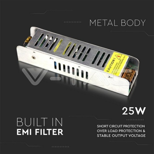 LED SLIM Захранване - 25W 12V 2,1A Метал - изглед 3