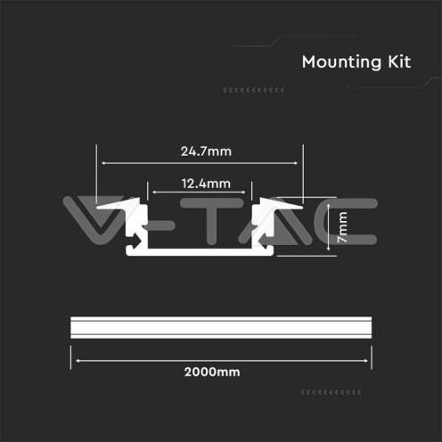 Монтажен Kит с Дифузер за LED Лента Алуминиев Мат 2000* 24.7*7MM - изглед 3 - rZ commerce Монтажен Kит с Дифузер за LED Лента Алуминиев Мат 2000* 24.7*7MM - изглед 3