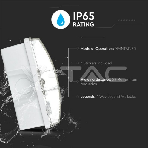 3W Евакуационна Табела Стена 12 Часа Зареждане 6400К IP65 1200 mah - изглед 2 - rZ commerce 3W Евакуационна Табела Стена 12 Часа Зареждане 6400К IP65 1200 mah - изглед 2