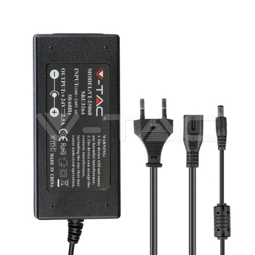 LED Захранване - 60W 24V 2.5A IP44 Пластик - изглед 2