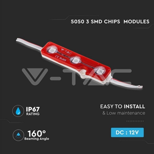 LED Модул 3LED SMD5050 Red IP67 - изглед 3