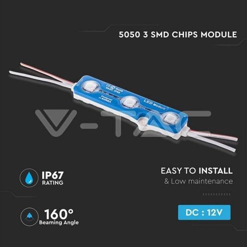 LED Модул 3LED SMD5050 Blue IP67 - изглед 3