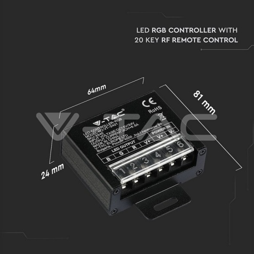 LED RGB Controller With 20 Key RF Remote Control Small - изглед 4