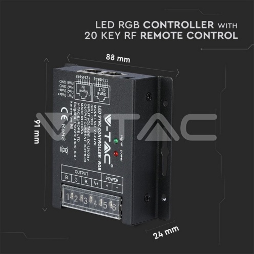 LED RGB Controller With 20 Key RF Remote Control - изглед 6