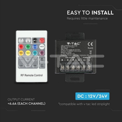 LED RGB Controller With 20 Key RF Remote Control Small - изглед 3