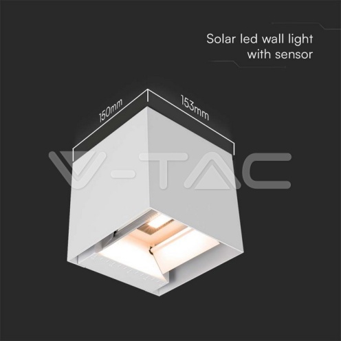 9W COB LED Соларна Стенна Лампа с Батерия 1x2600mAh 16ч. 4000K Бяло Тяло IP65 - изглед 2